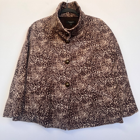 Talbots Velvet Animal Print Lined Jacket Large Accent Buttons Sz 10 Mob Wife - Picture 11 of 11